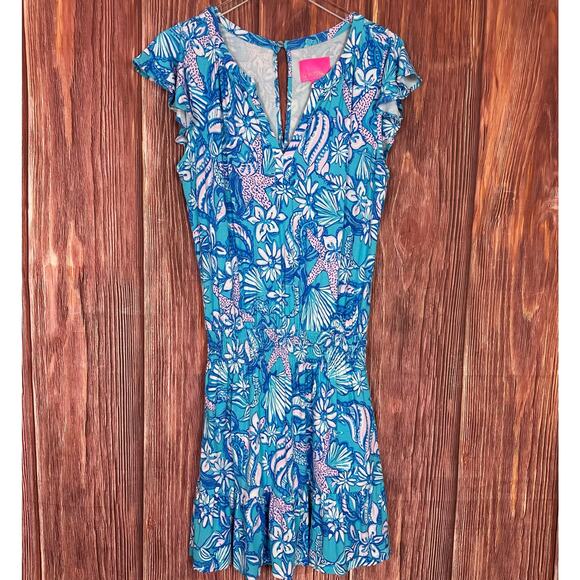 Lilly Pulitzer Pants - Lilly Pulitzer Dress Womens Medium Floral Ravi Romper Ruffle Summer Stretch